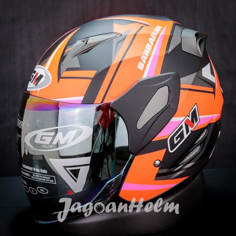 GM HELM FIGHTER BARBARIAN | BLACK ORANGE DOFF | SINGLE VISOR