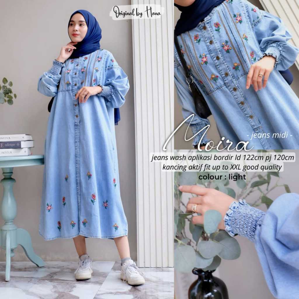 2711    MOIRA JEANS MIDI DRESS by hANA FASHION  // NOVIISTUFF