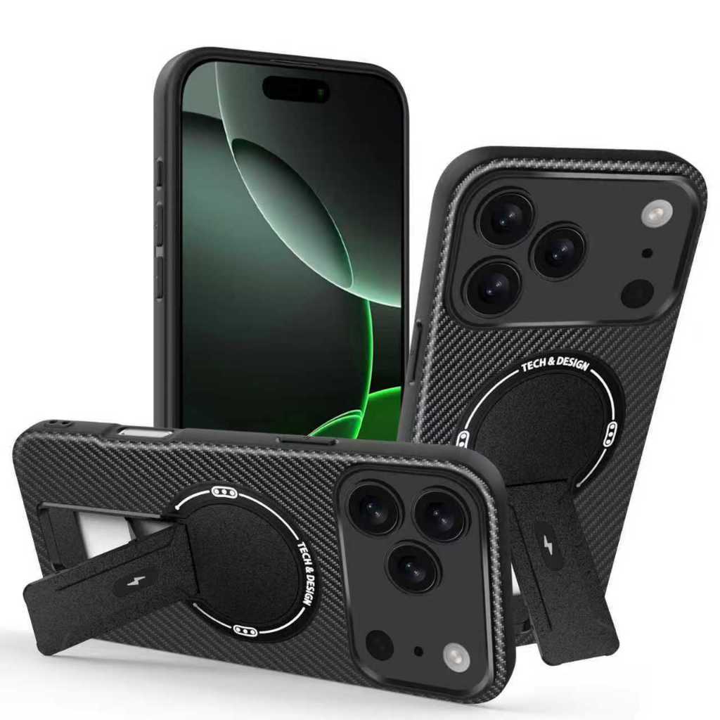 Sunyi Untuk iPhone 17 Air 16E 16 15 Pro Max Plus Shockproof Magnetic Stand Phone Case - Pendinginan 