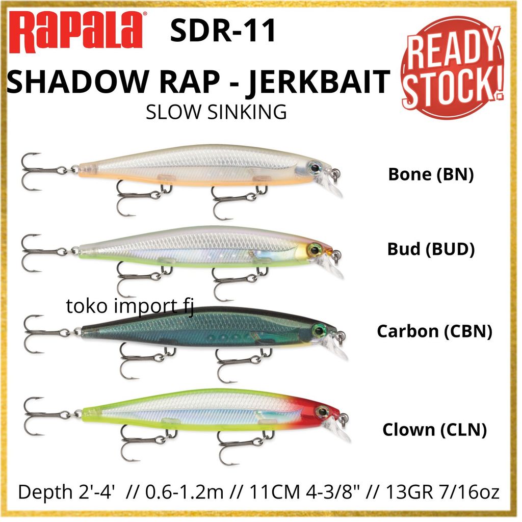 Umpan Pancing Ikan RAPALA SDR-11 Lures 11cm 13gram Shadow Rap Jerkbait Slow SInking - Lure Casting U