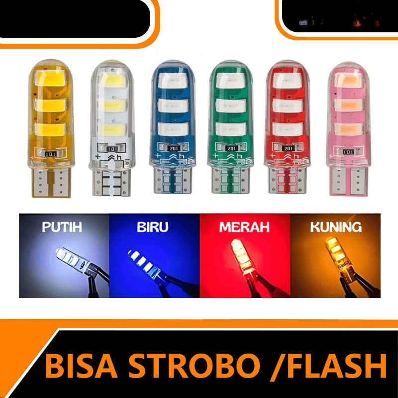 Lampu LED T10 Jelly 6 LED Mata Kedip Flash kedip Lampu Senja Flash / Kedip 6LED Motor Mobil Kedip Fl