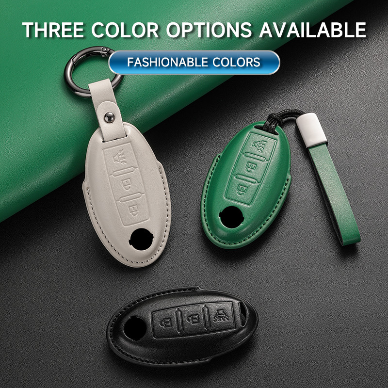 Genuine Leather Car Key Case Cover Key Bag For Nissan Qashqai 2022 J12 Ariya Altima Teana Juke X-tra