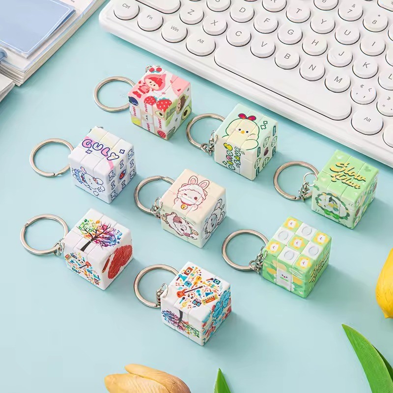 Kiara Gantungan Kunci Kubus Rubik Disney Lucu Kartun Mickey Mouse LinaBell Kuromi Gantungan Kunci Pe