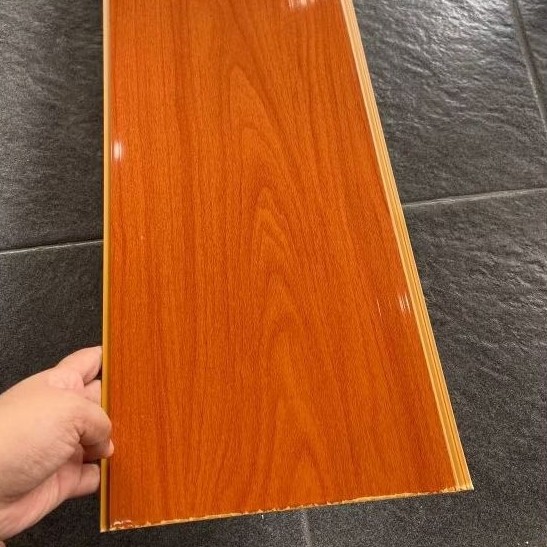 Plafon pvc coklat motif serat kayu glossy SF 248 (PERLEMBAR)