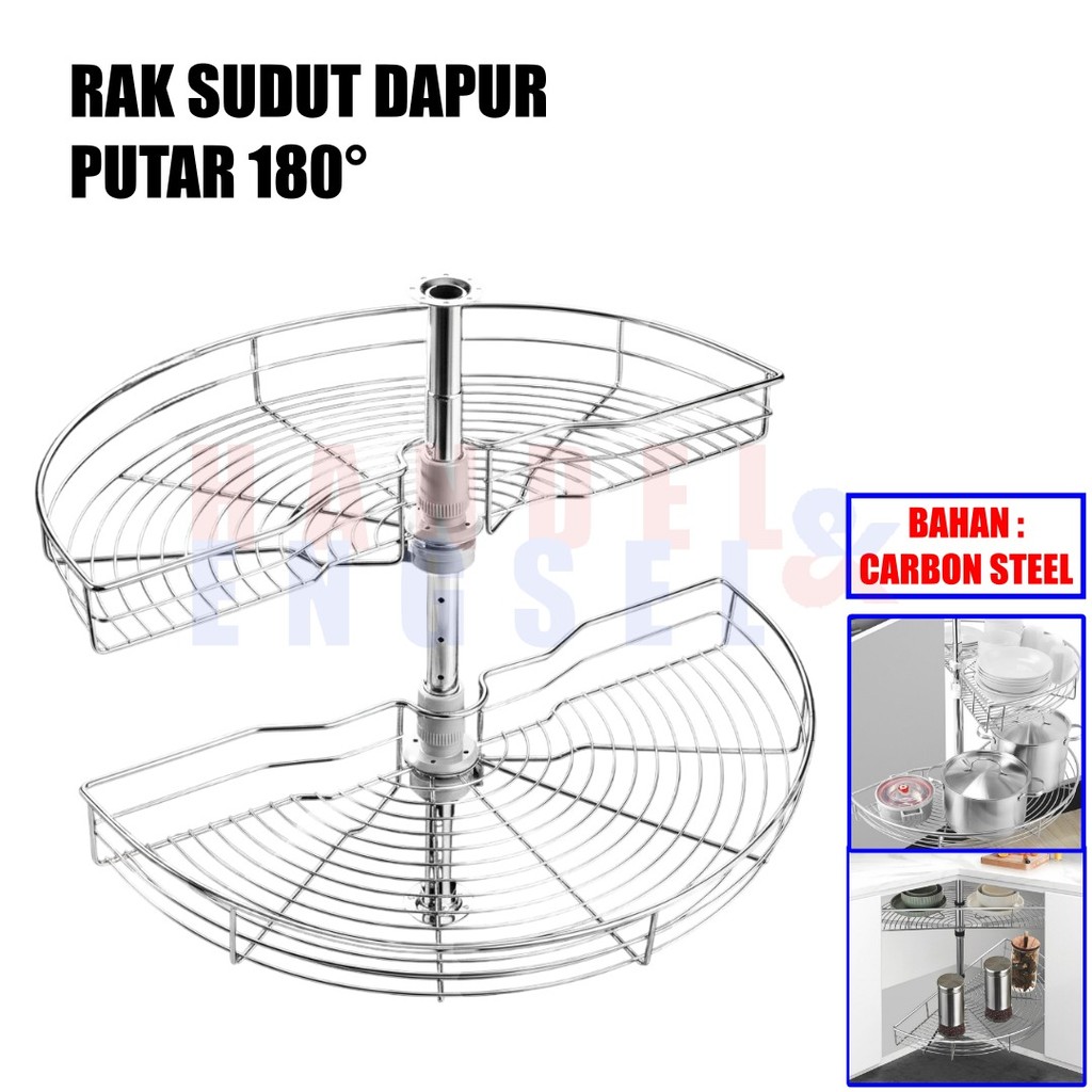 Rak Sudut Putar 180 ° Setengah Lingkaran Piring Panci Dapur