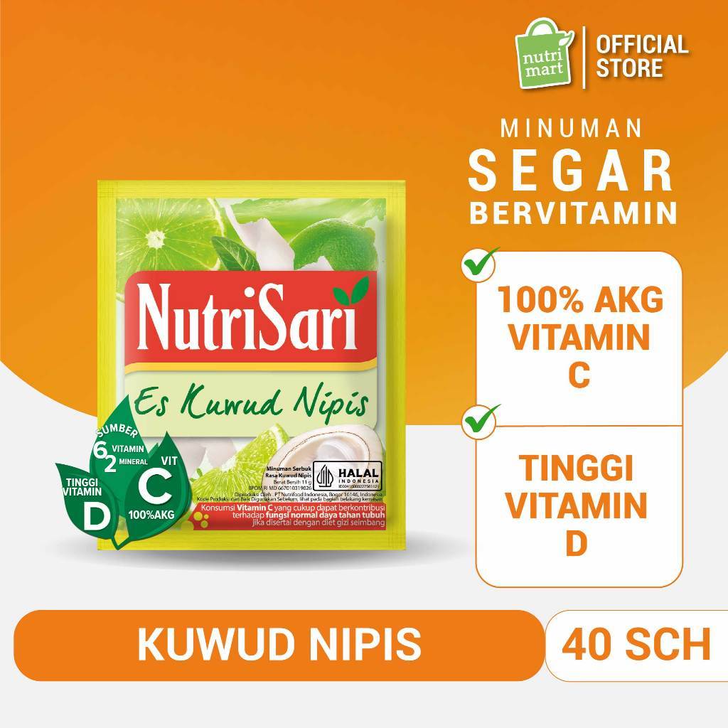 NutriSari Es Kuwud Nipis 40 Sachet - Minuman Buah Vitamin C Vitamin D Kelapa Jeruk Nipis
