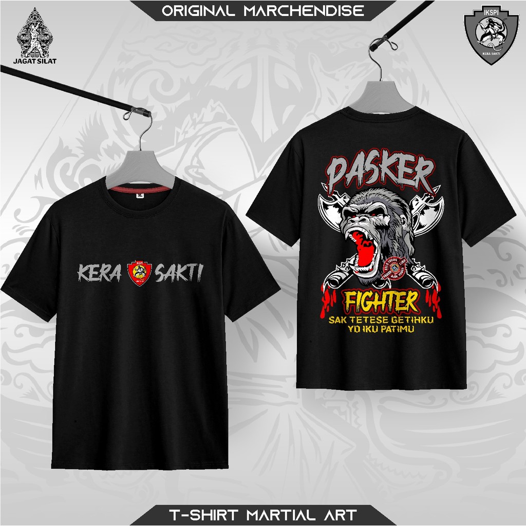 Kaos IKSPI KERA SAKTI Terbaru IKSPI PASKER FIGHTER T-shirt Kera Sakti Silat IPSI Katun Combat 30s Pl