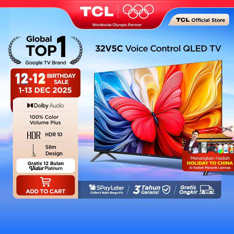 TCL Ultimate QLED FHD TV 32 inch V5C - HDR 10 - Dolby Audio - Google Play/Netflix/Youtube/Disney+Hot