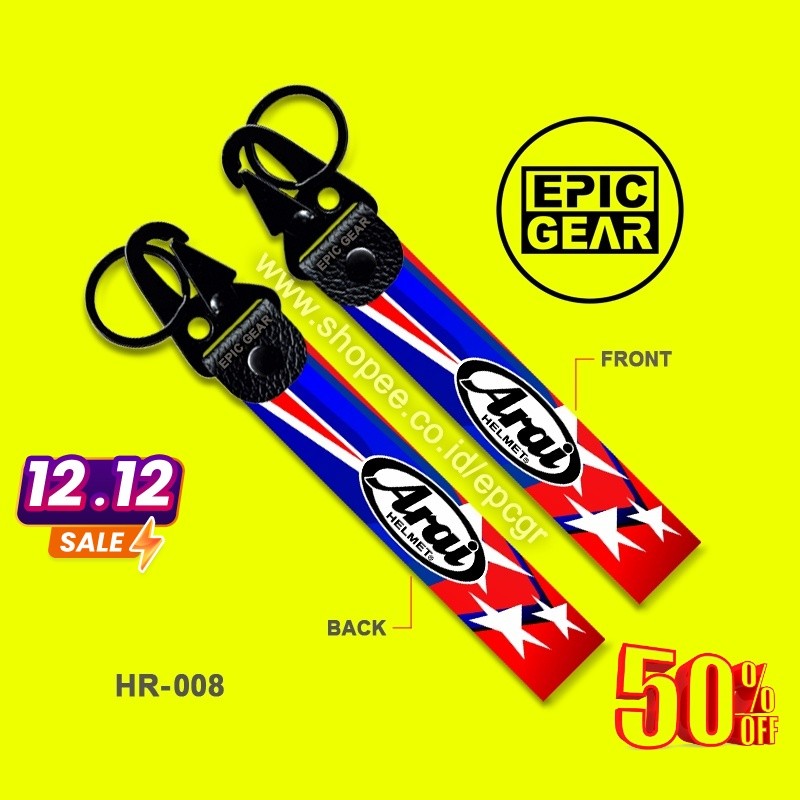 HIGH QUALITY GANTUNGAN KUNCI ARAI KEYCHAIN SEPEDA MOTOR PREMIUM KEY CHAIN TAG STRAP TALI LOGO MEREK 