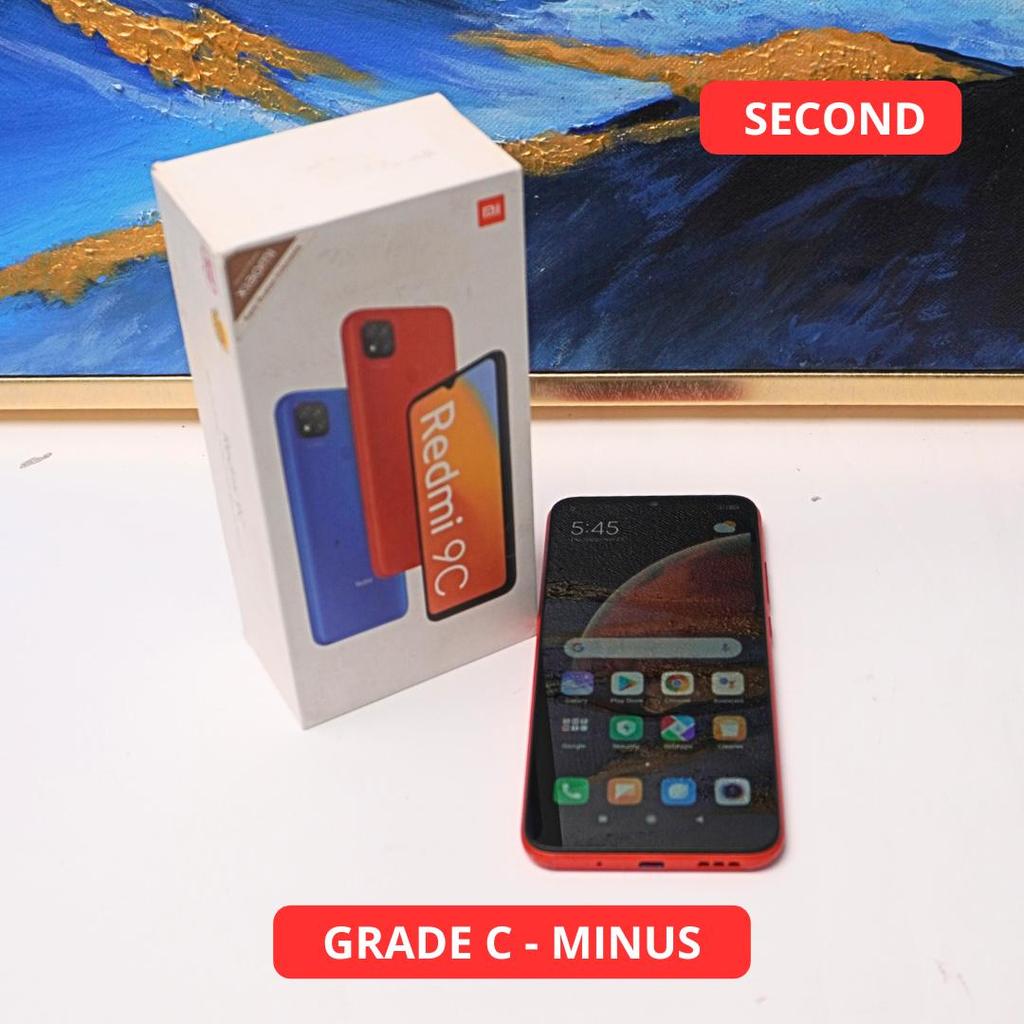 XIAOMI REDMI 9C 4/64 GB GRADE C - MINUS HP SECOND ORIGINAL SINAR MUTIARA CELL