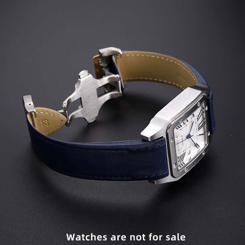 23MM Genuine Leather watch strap For cartier Santos Santos 100 men's and women's leather Watchband D