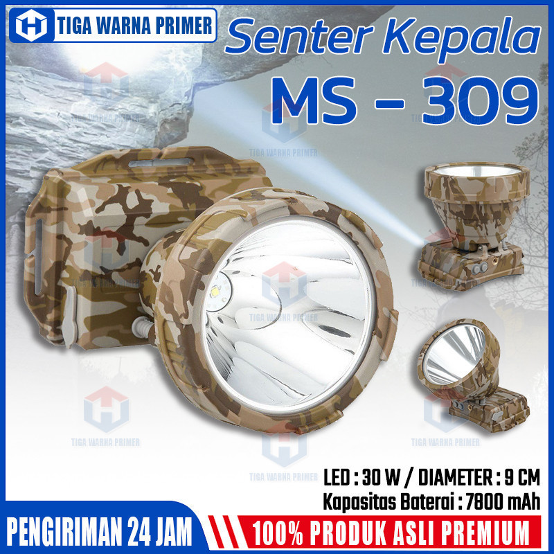 / DONY / Senter Kepala Cas / MS 309 / SOBIG 30 W 30 WATT / QLED LED T6 / Super Terang / Murah Senter