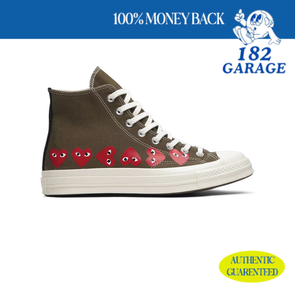 Sepatu Converse Cdg High Multi Heart Olive