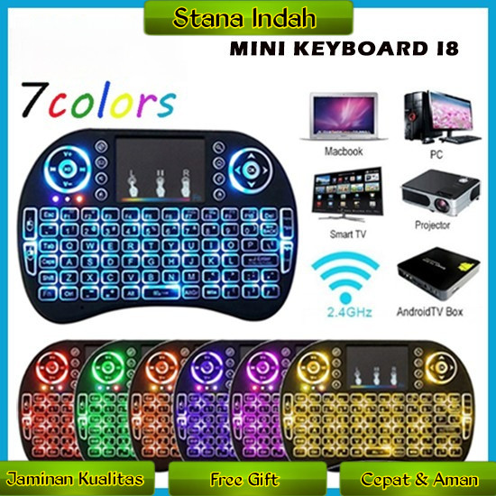 Mini Keyboard i8 Backlit Mouse Keypad Wireless Touchpad Nirkabel Tanpa Kabel Asus Acer Lenovo