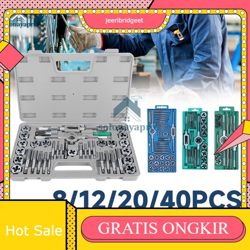 20/40Pcs M3-M12 Screw Nut Tap And Die Set With Wrenches And Thread Gauge Hand Tools Metric Tap Die S