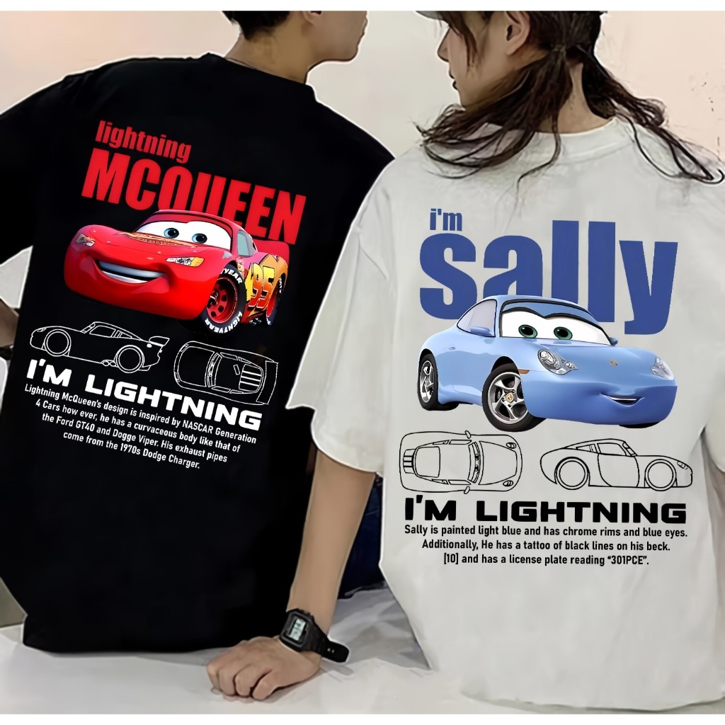 Kaos Couple Pasangan Lightning McQueen Dan Sally T- Shirt | Baju Pasangan pria dan wanita T-Shirt Ka