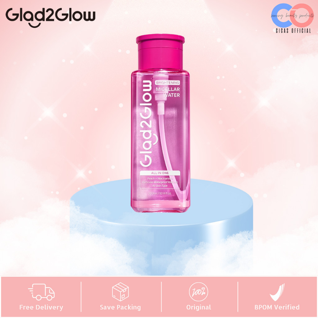 cicasofficial - GLAD2GLOW G2G Brightening Micellar Water 300ml Untuk Semua Kulit