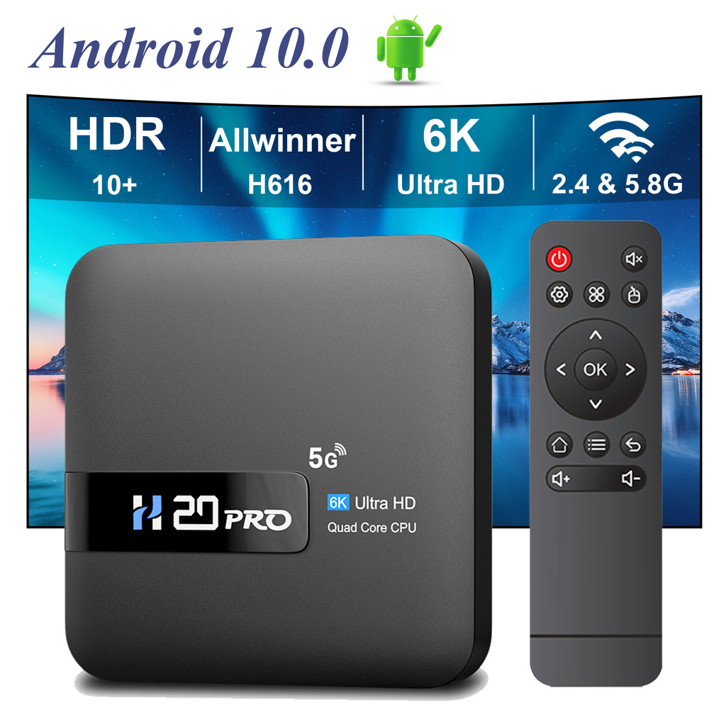 H20PRO Android 10 TV BOX Allwinner H616 Dual Wifi Quad Core 1080P Video TV BOX 4K HD Voice Assistant