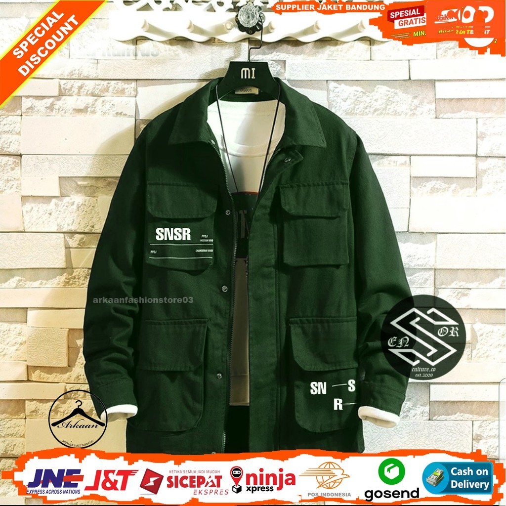 [ BAYAR DI TEMPAT / COD ] AKN JAKET SEMI PARKA SNSR / JAKET PARKA TRUCKER PRIA TERBARU (Bisa COD)