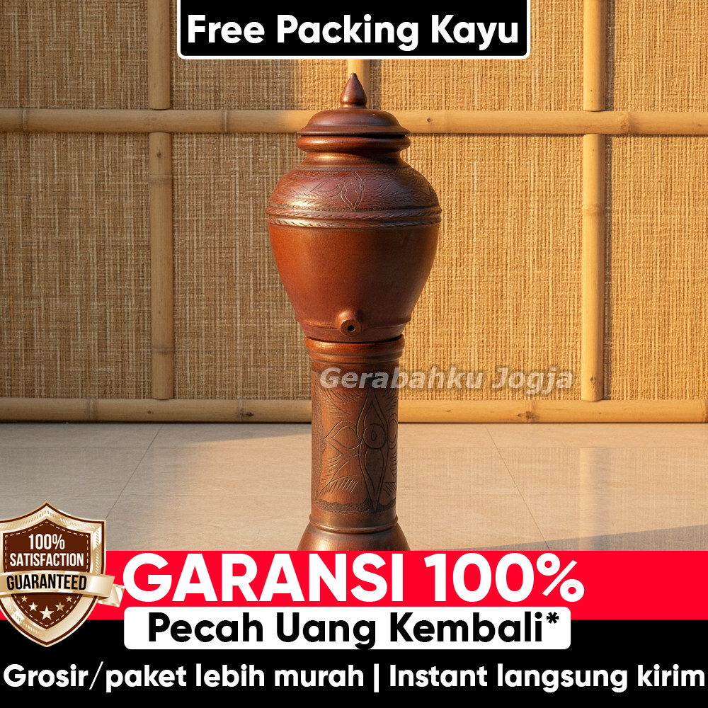 Gerabahku Jogja | Set Padasan Untuk Wudhu Tempat Cuci Tangan + Dudukan Tanah Liat Gerabah - Ukuran 3
