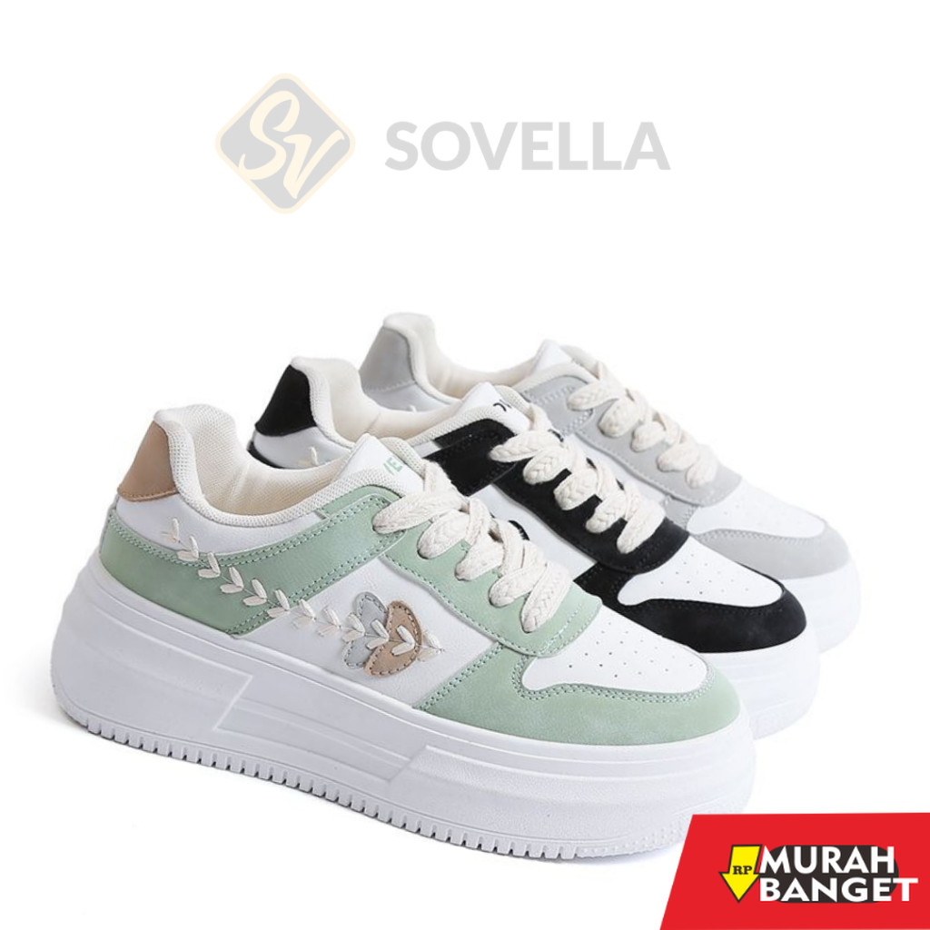 SOVELLA Havana Sepatu Sneakers Tali Simpel Kulit Wanita Casual