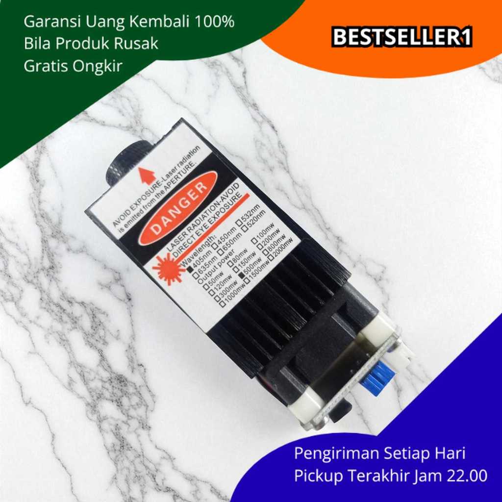 Laser Head CNC Engraving Blue Light 405nm Output 500mW Ukir Kayu Karet Logam Presisi Detail Halus Kn