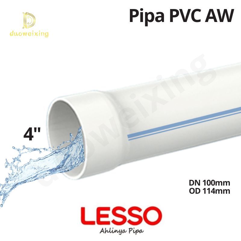 Pipa Air PVC 4"-5"-6" Putih LESSO Tebal Panjang 4Meter AW Standard Pipa 4-6inch - khusus cargo
