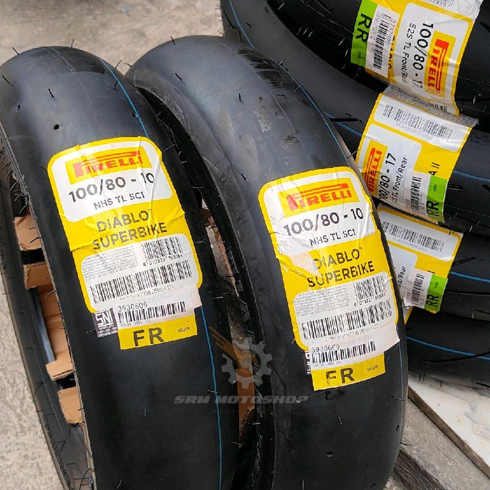 PAKET HEMAT SEPASANG BAN PIRELLI DIABLO SUPERBIKE 100/80-10 BAN SLICK TIRE FOR VESPA RACE / MINI GP