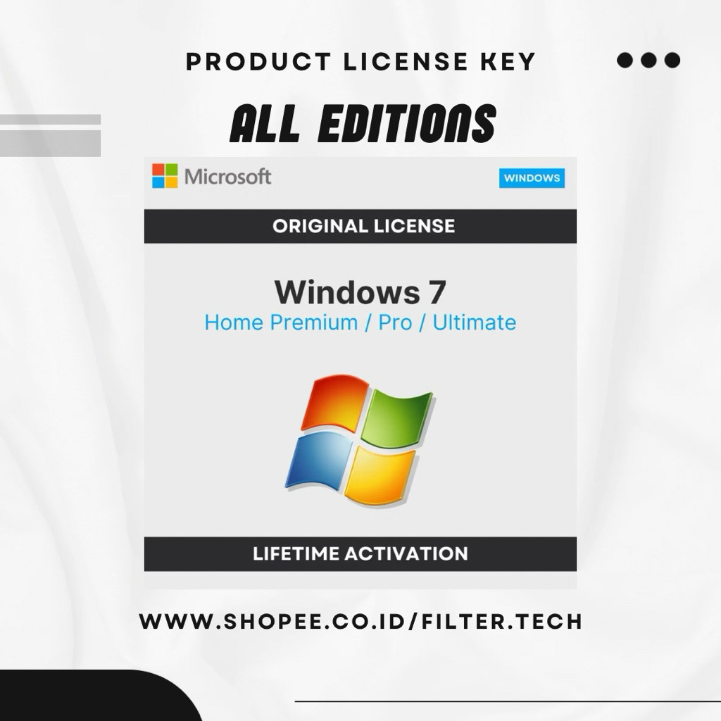 Windows 7 Ultimate Pro All Editions 32/64 bit Original Lisensi