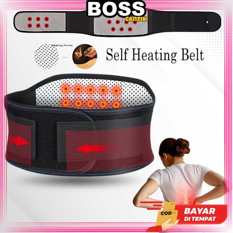 Korset Lumbal Terapi Pinggang Saraf Kejepit Sabuk Tourmaline Pemanas Penghangat Nyeri Pria Wanita