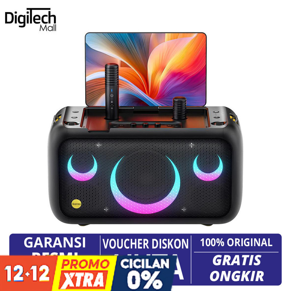 IKARAO Break X1 Premium Party Box Smart Karaoke Machine 13.3" Inch Screen with 2 Mic Speaker