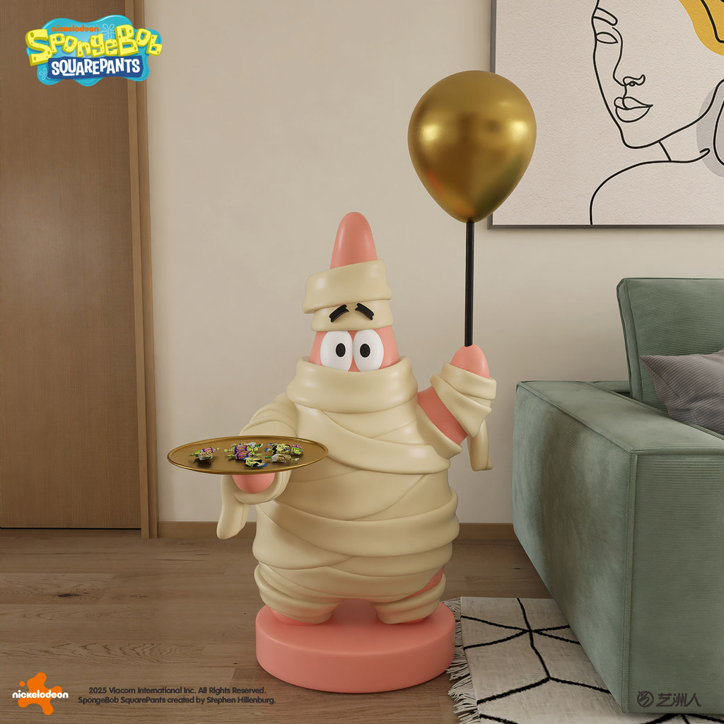 Dekorasi Rumah Karakter Patrik Spongebob Hiasan Lucu Penyimpanan Lengkap Dengan Tray Gold Dan Balon