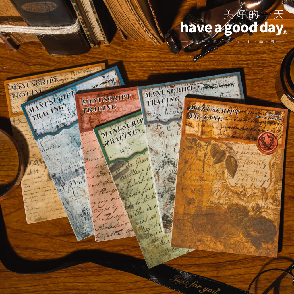 30pcs/lot Memo Pads Material Paper Manuscript tracing Junk Journal Scrapbooking Cards Retro Backgrou