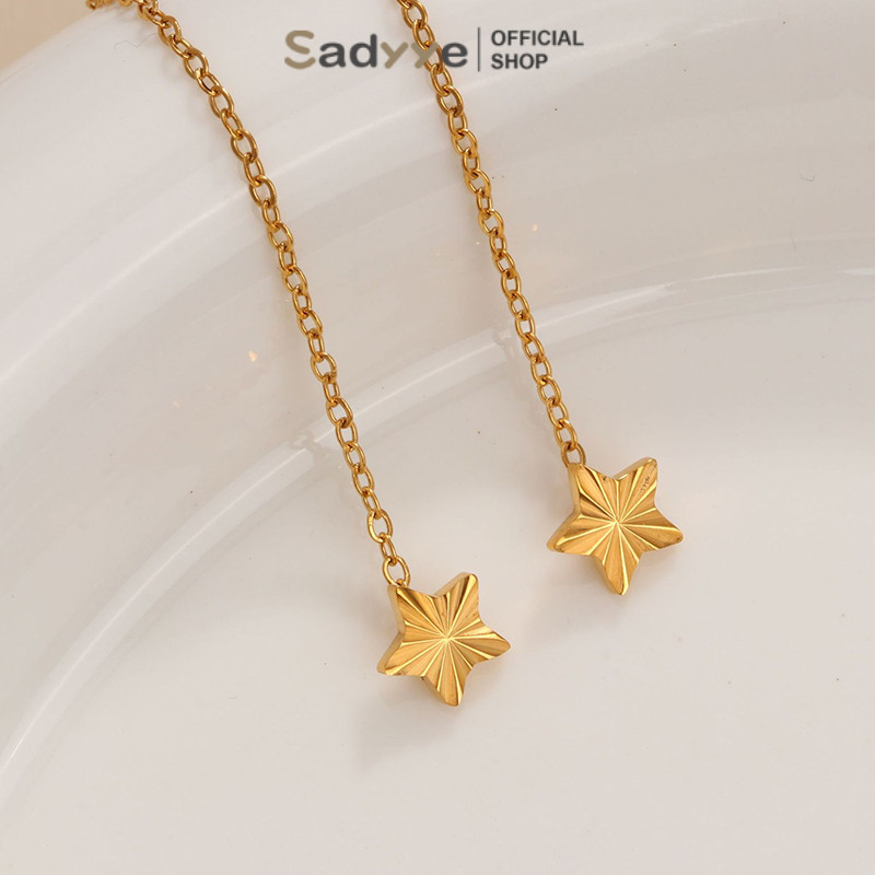 Sadyye Baja Titanium Terukir Anting Modis Anting Rumbai Panjang Anting Tidak Luntur