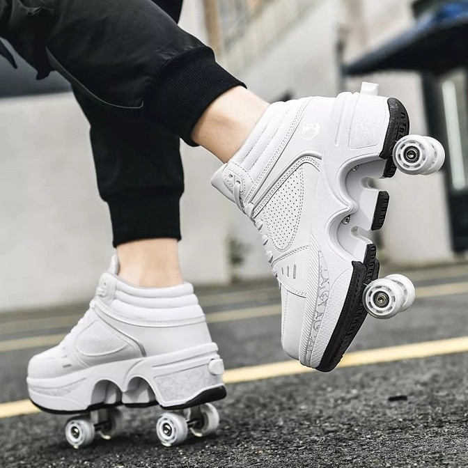 Sepatu Roda 4 Roda Kick Roller Fashion Shoes Skate Dewasa Anak  Putih 41