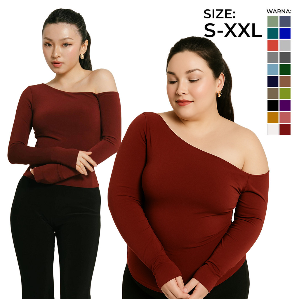 BIG SIZE DRESS Mishil | Atasan Wanita Polos Lengan Panjang Body Fit - Baju Casual Elegan Korea Look 