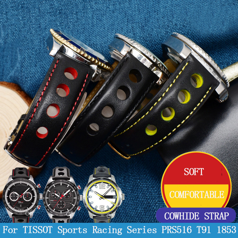 Genuine Leather Strap For Tissot Sports Racing Series PRS516 T91 1853 Top layer cowhide Wat band 20m