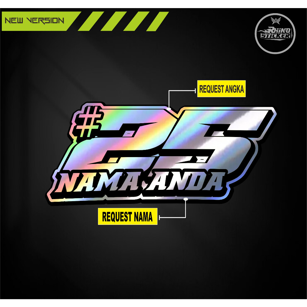 Stiker Reques Nama Dan Nomor Stiker Cutting Hollogram Promo Stiker Motor Mobil Helm Dll