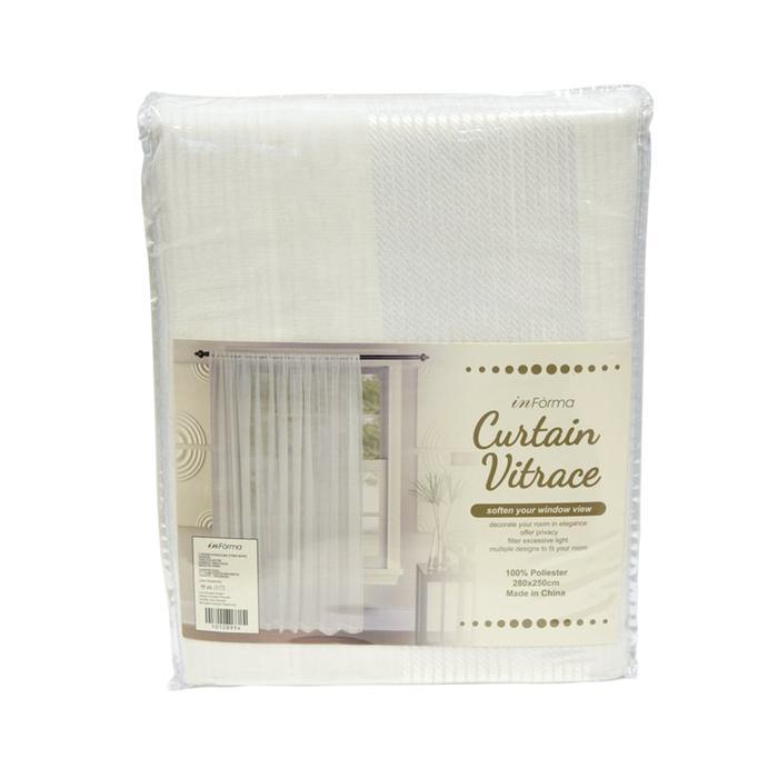 Informa 280X250 cm Tirai Vitrase Big Stripe - Putih Gorden Jendela Kain Penutup Hordeng Tipis Gorden