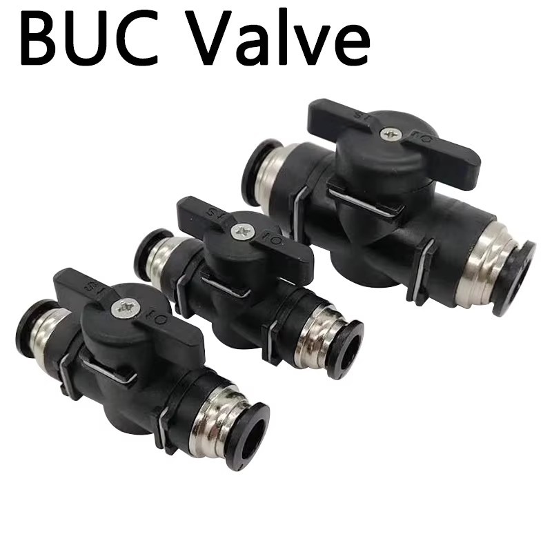 BUC 4mm 6mm 8mm 10mm 12mm Black Pneumatic Push In Quick Joint Connector Hand Valve To Turn Swit Manu