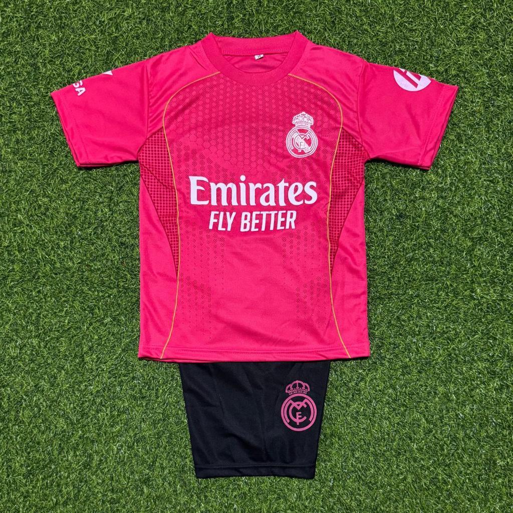 BINTANG SPORTY BS - Setelan Baju Bola Anak Real Madrid Pink Usia 6 Bulan - 15 Tahun Uniseks Cowok Ce