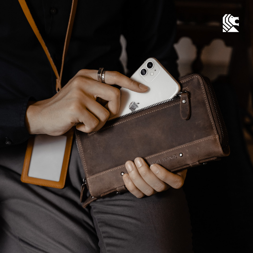 Tas Kulit Handbag-Tas Tangan  Pria Clutch Original Branded Kulit Asli Premium REVEN BENICIO HANDBAG