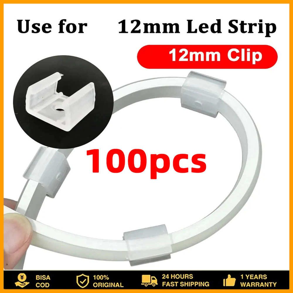 100PCS Dudukan Lampu Neon Klem Lampu Neon Braket Klem Neon Flexible Dudukan Neon Flex Led 12mm Klem
