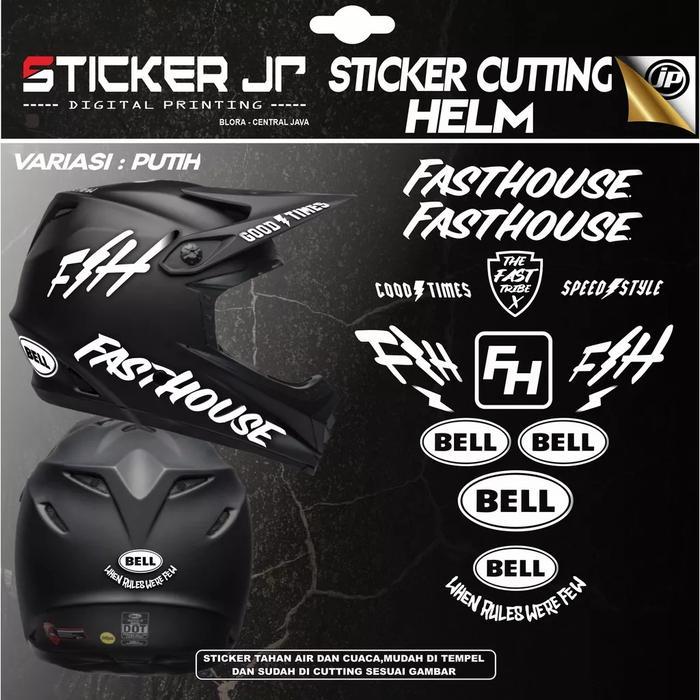 sticker cutting helmet bell fasthouse - sticker helm trail - Hitam