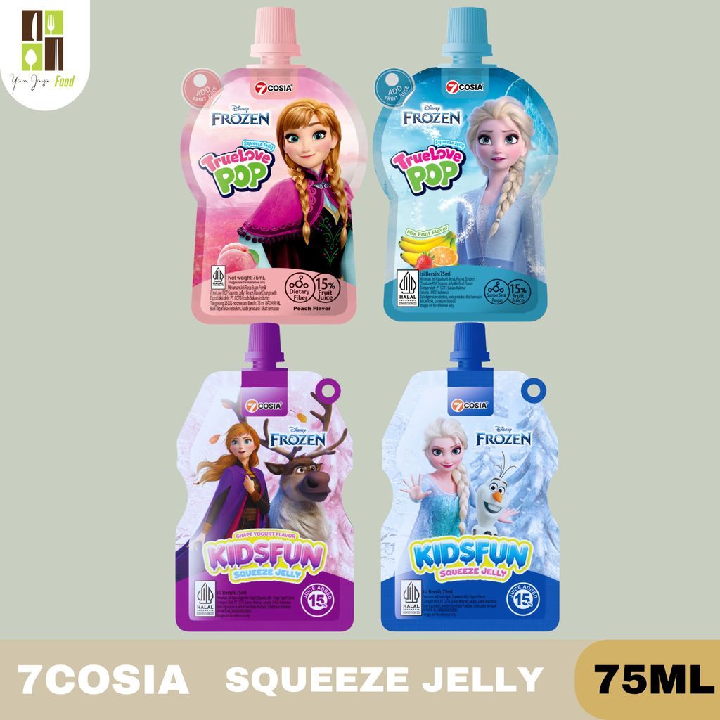 7Cosia Squeeze Jelly 75ML / Kidsfun / Truelove Yoghurt / Grape / Peach / Mix Fruit / Minuman Jeli An
