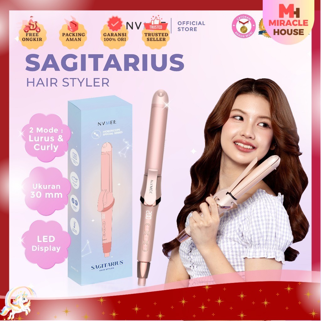 NVMEE - Catokan Rambut 2in1 LED Touch Sagitarius Hair Styler Catokan Mudah Panas
