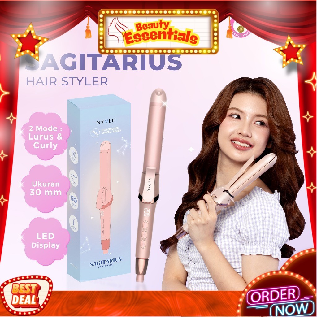NVMEE - Catokan Rambut 2in1 LED Touch Sagitarius Hair Styler Catokan Murah dan Low Watt