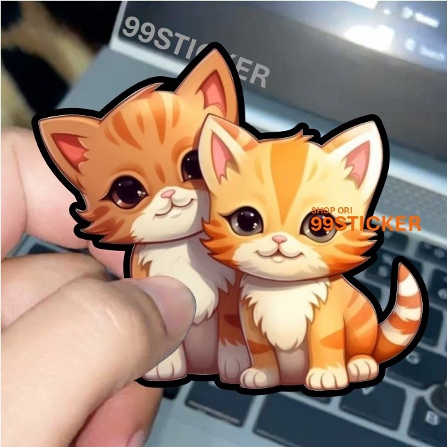 Sticker Timbul Sticker, Kucing Lucu Oren, Stiker Putih Dan Hologram. Kucing Oren, Stiker Putih, Holo