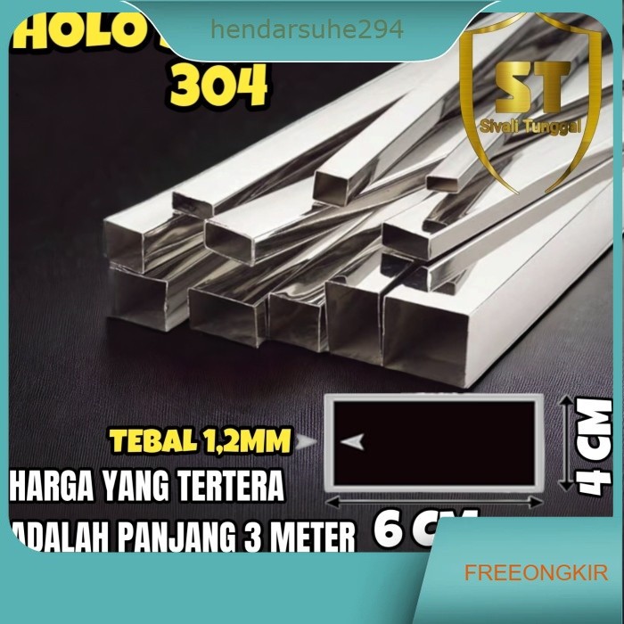 HOLO SS 304 - (40X60) - 1 MM - 3 METER - HOLLOW KOTAK STAINLESS STEEL MIRROR