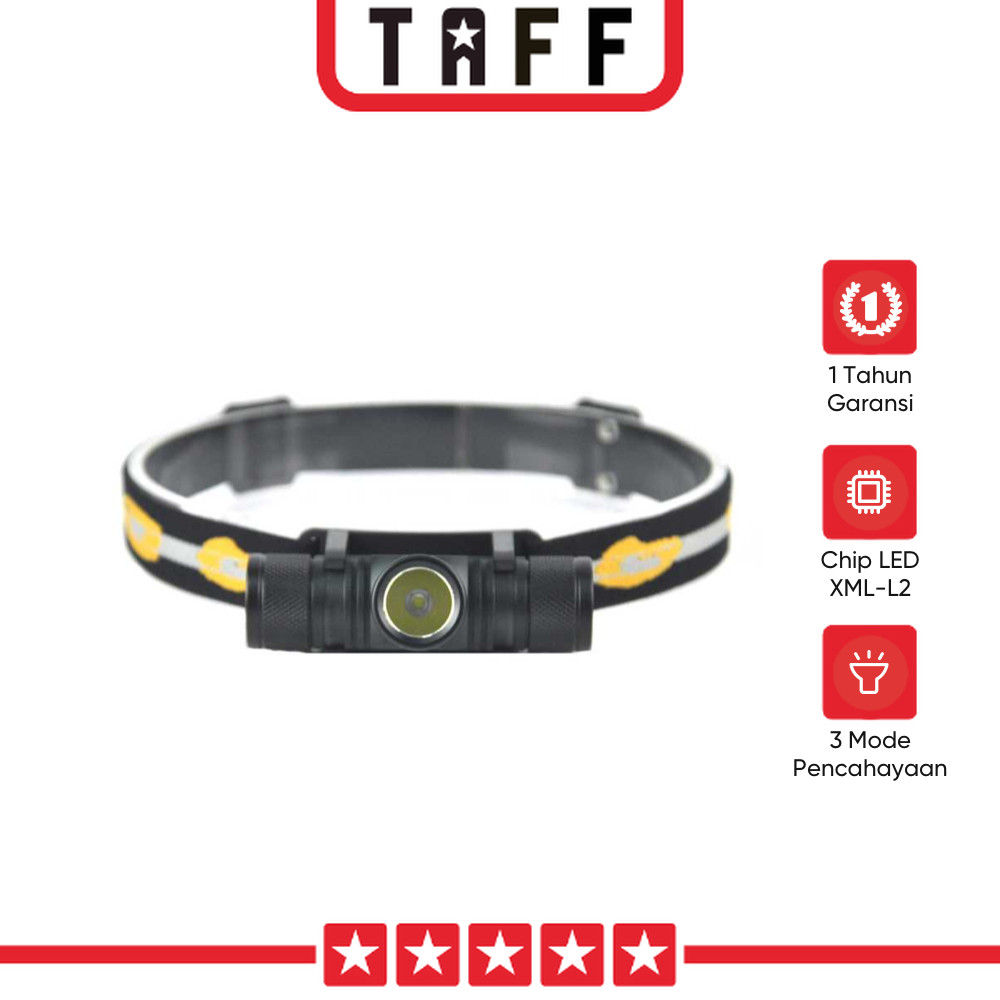 TAFFLED Senter Kepala Headlamp Headlight LED XML-L2 800 Lumens - D10-GCU2